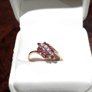 14 K Yellow Gold Ruby and Diamond Ring